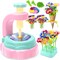 Flower Bouquet Craft Kit – DIY Arts & Crafts for Kids Ages 4-8, Girls Toys for Flower Making, Birthday Gift Craft Set with 90+ Fabric Petals, Stems, Vase, and Accessories (Pink & Blue)